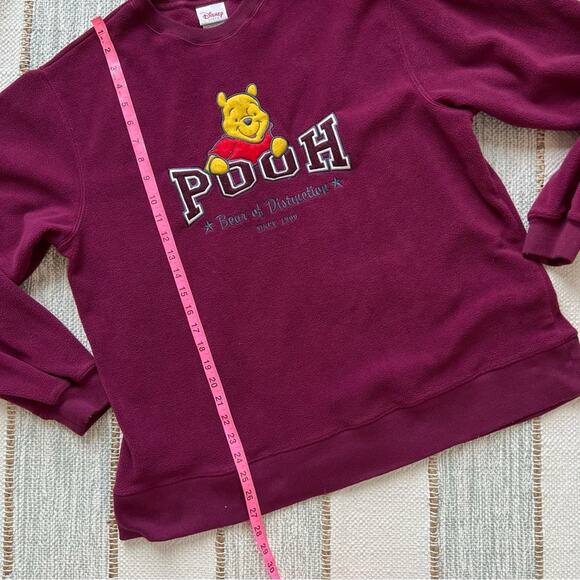 Disney Pooh Burgundy Fleece Crewneck Pullover Sweatshirt Unisex Size Medium - Picture 5 of 9